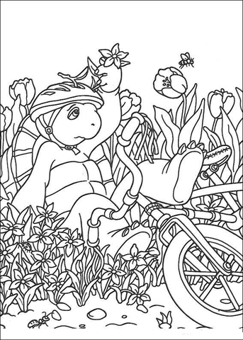 Franklin Falls Down From His Bicycle  Coloring Page